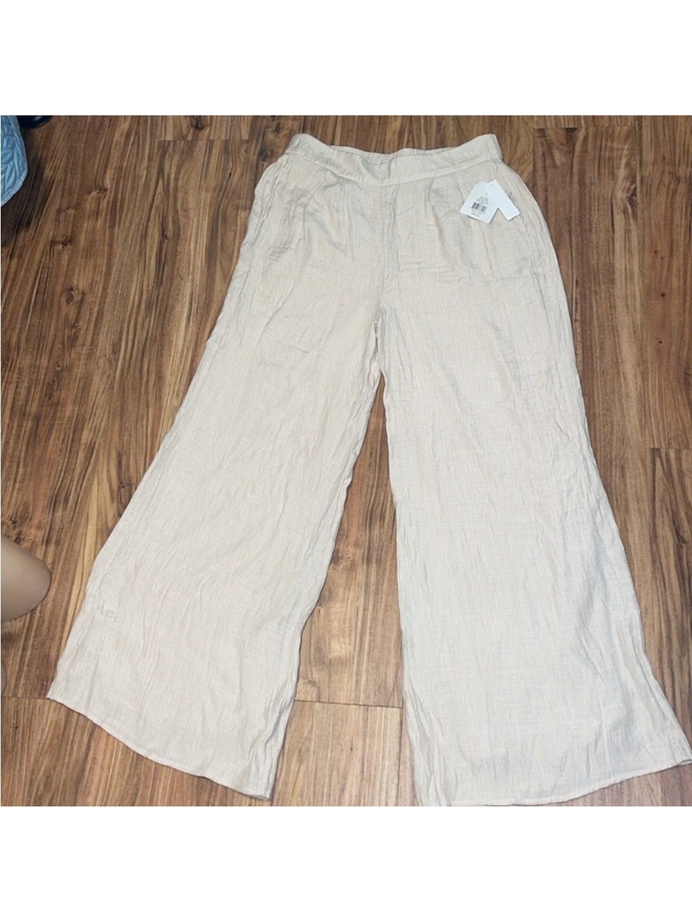 Wonderly Beige Wide-Leg Linen Blend Pants Womens Size L